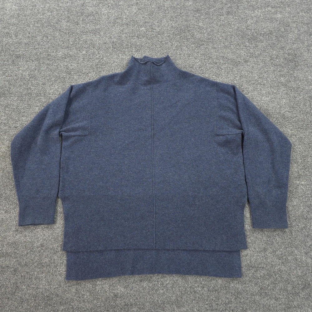 Gentle Herd Sweater Womens Large Blue Wool Cashmere Mock Neck Pullover Soft‎